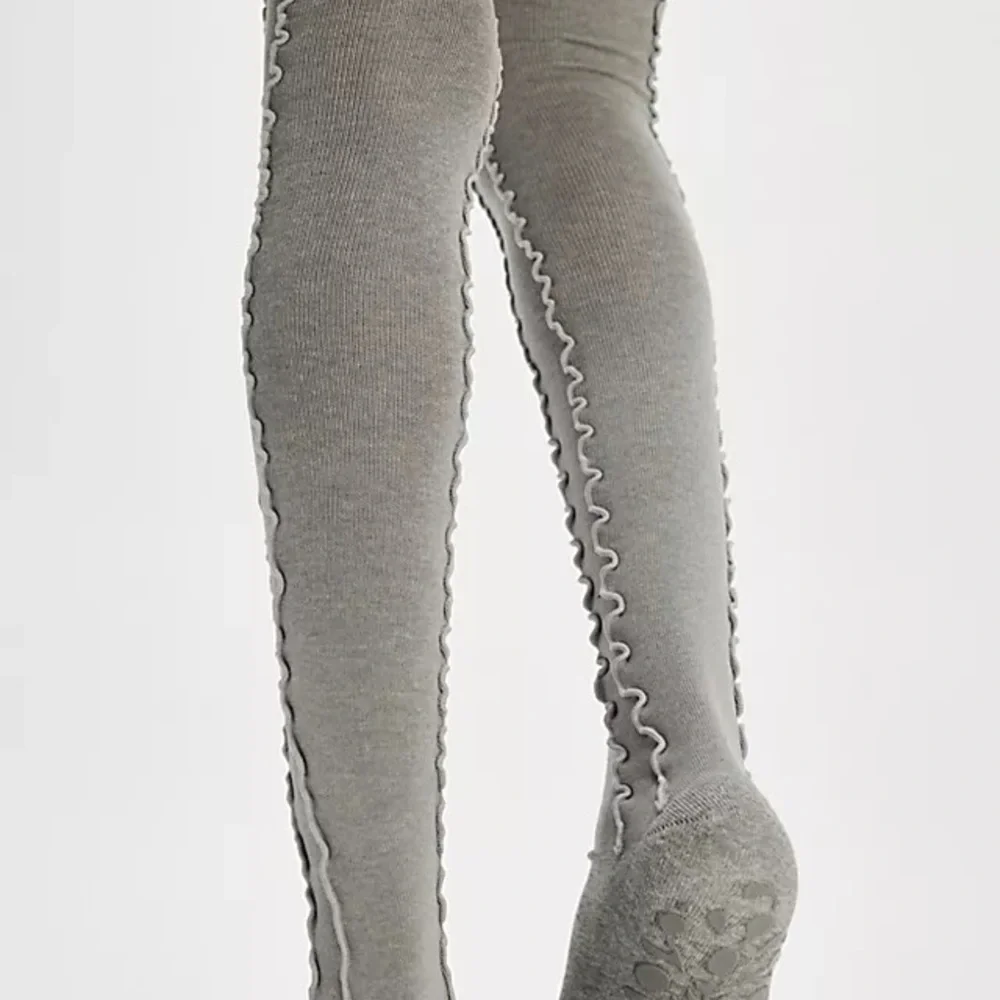 Free People Ruffle Over the knee Gray Women's grip Socks